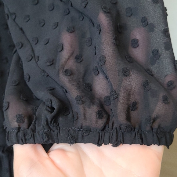 NWT J. Crew Black Tiered Swiss Dot Long Sleeve Dress - Picture 5 of 10